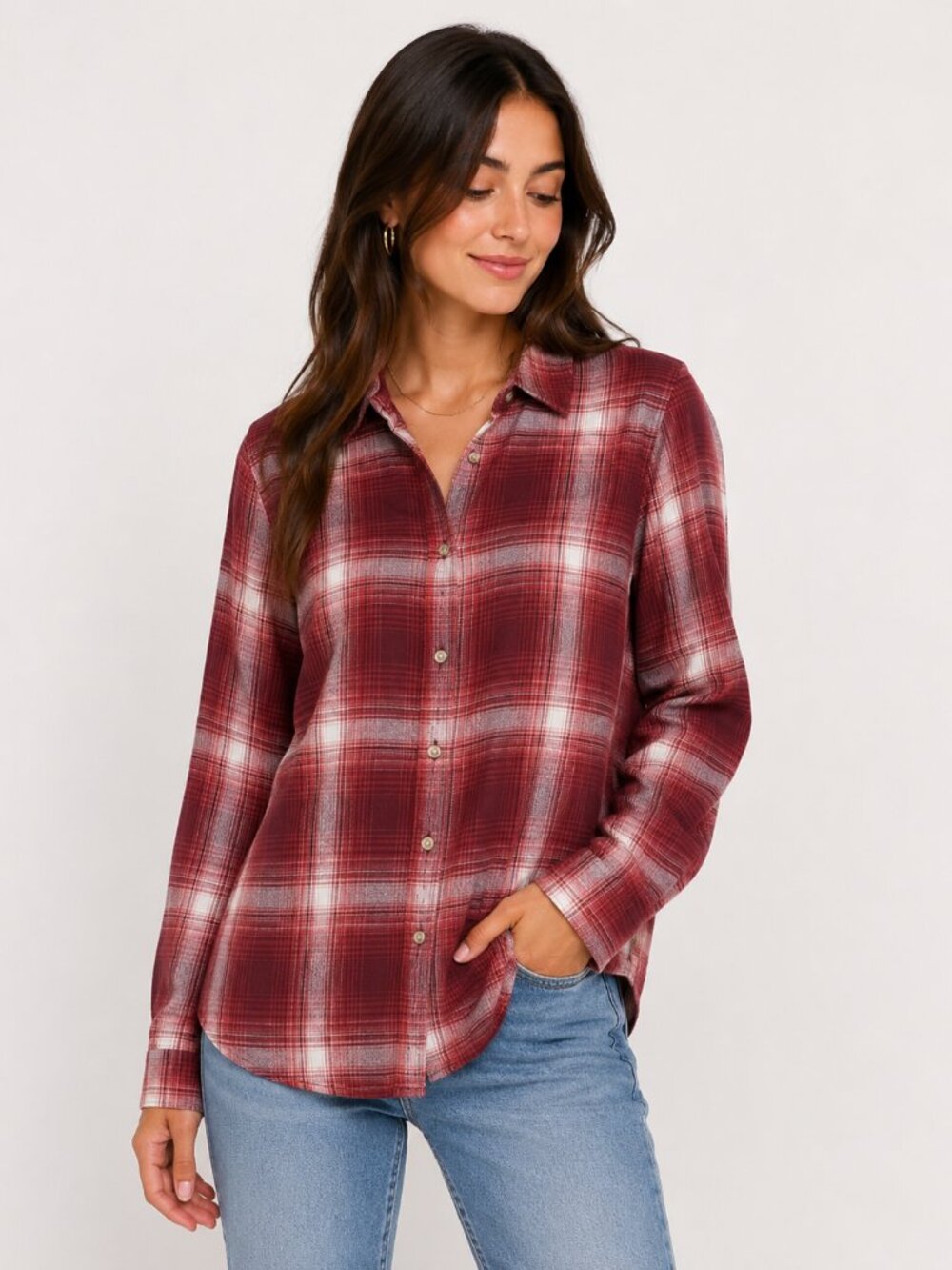 Jachs Girlfriend Plaid Button-Up Flannel Shirt – Women's Medium